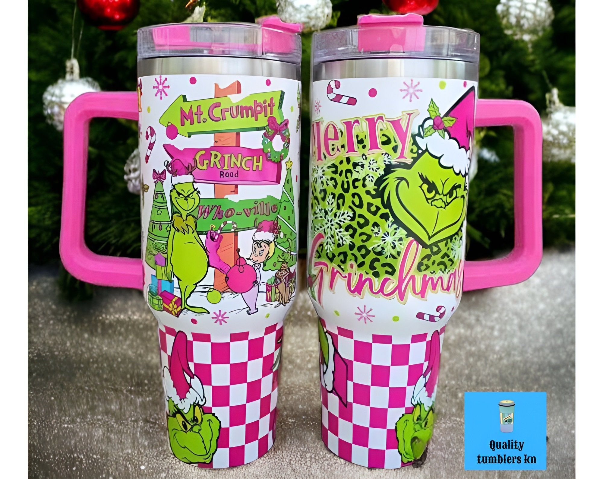 40oz Tumbler Christmas Grinch – 6 styles to choose from glittered ...